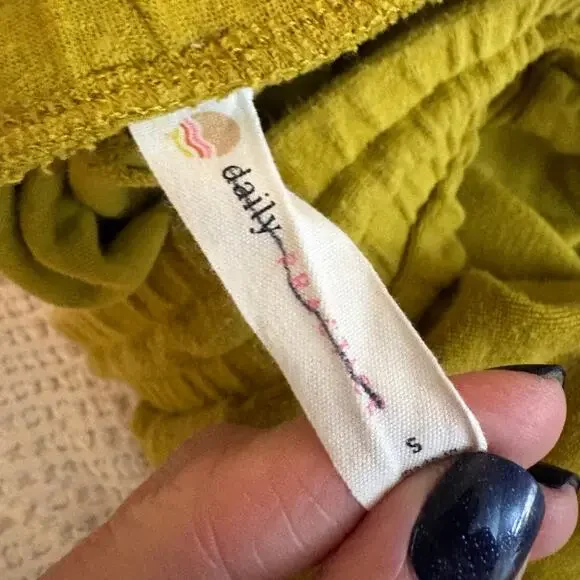 Daily Practice by Anthropologie Mustard Yellow Tie-Hem Joggers Pants bohochic sm - Picture 5 of 7